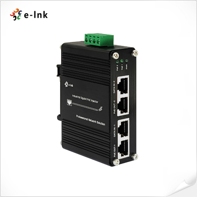 12-48VDC Industrial 2-Port Gigabit PoE+ Injector 60W High Power