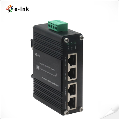 Inyector PoE industrial con 2 puertos Gigabit y entrada amplia de 12~48VDC