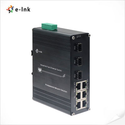 Montaje industrial DIN-Rail 6 puertos 10/100Base-TX + 3 puertos 100Base-FX Interruptor PoE endurecido