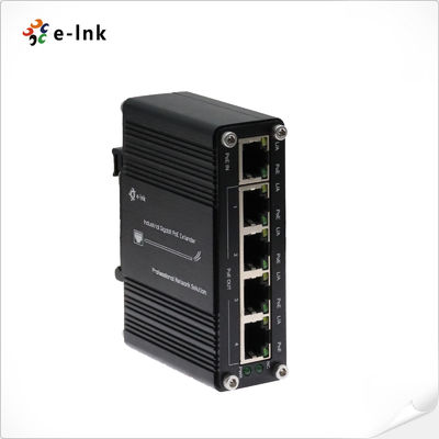 El extensor industrial de 1 puerto PoE+ a 4 puertos Gigabit 30W IP40 DIN-Rail