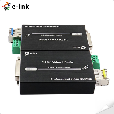 Mini Extensor de Fibra DVI 4K con RS232, hasta 80km de Distancia de Transmisión