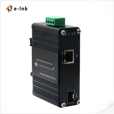 Convertidor de medios PoE+ 2.5G industrial con amplificador de voltaje 1xRJ45 1xSFP+ 30W de salida Amplio voltaje de entrada 12-48VDC Configuración Plug and Play